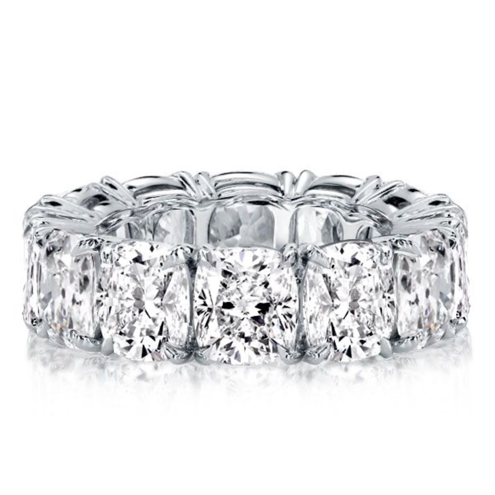 Platinum-Color Clear Eternity Band Ring - Picture 2 of 11